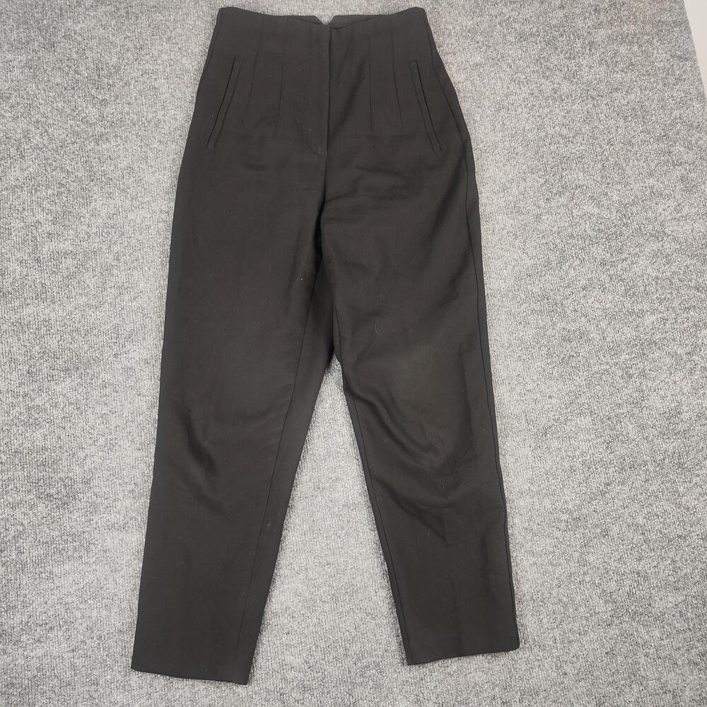 Zara Pants Womens Small Black Dress Ankle High Rise Flat Front Workwear Pockets